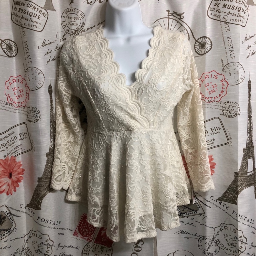 NWT Ivory Sparkling Blouse